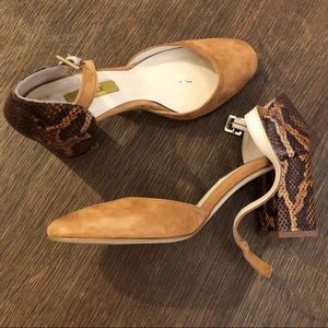Bocage Heeled suede and Snake Print Shoes